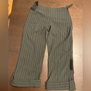 Unique Black and Pink Pinstripe PlastikWrap Cyber Punk Capris XS/S